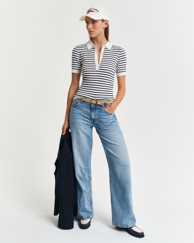 Raidallinen lyhythihainen Rugger‑ribbineule