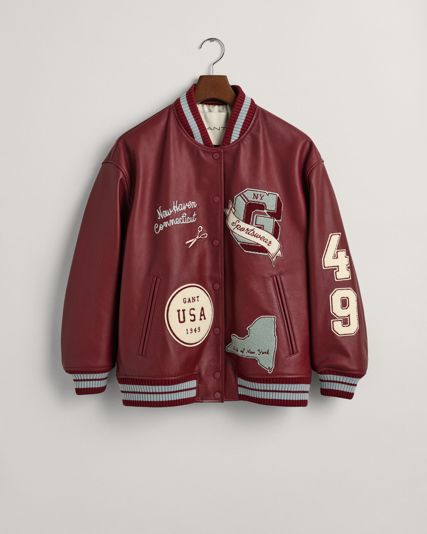 Nahkainen GANT Varsity Jacket ‑takki