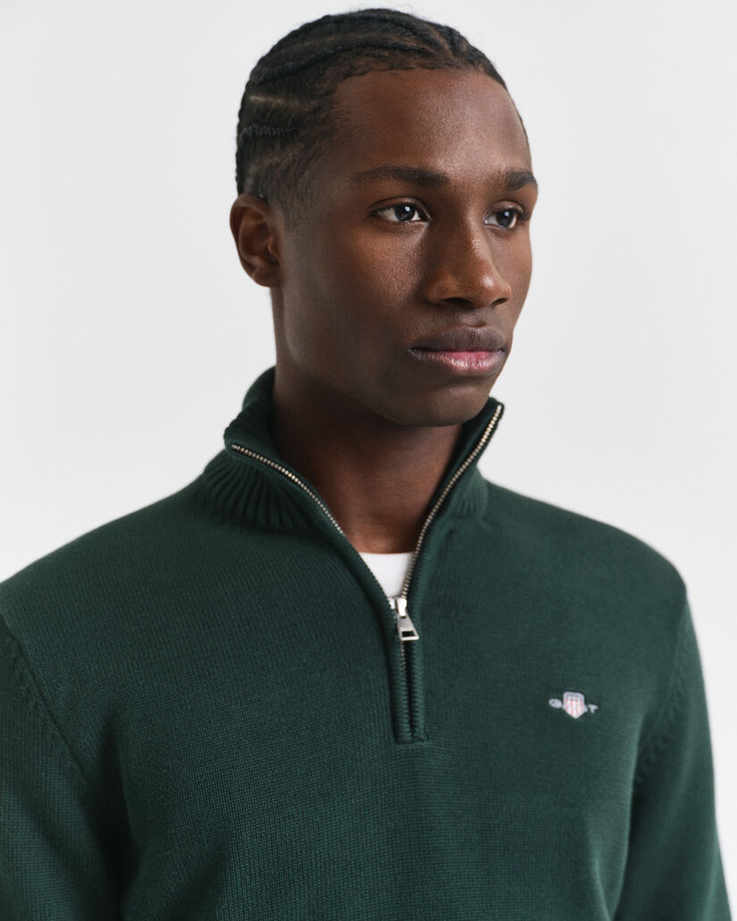 Casual-puuvillaneulepusero puolivetoketjulla