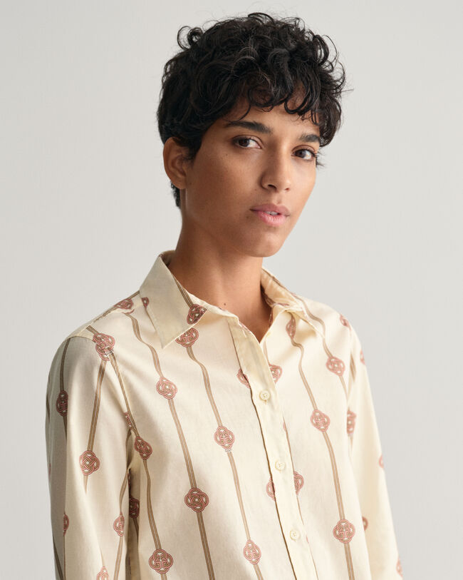 Regular&nbsp;fit ‑mitoitettu raidallinen Monogram-puuvillavoileepaita