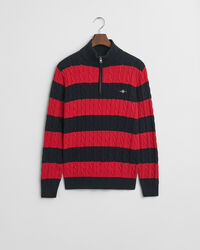 Raidallinen puuvillapalmikkoneule, vetoketjukaulus