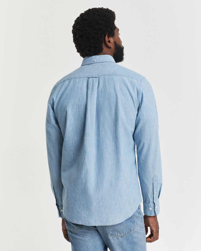 Regular fit ‑mitoitettu indigonsininen chambray-paita