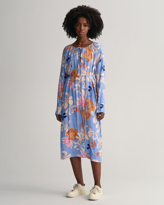 Printtikuvioitu Floral-mekko, jossa v‑pääntie