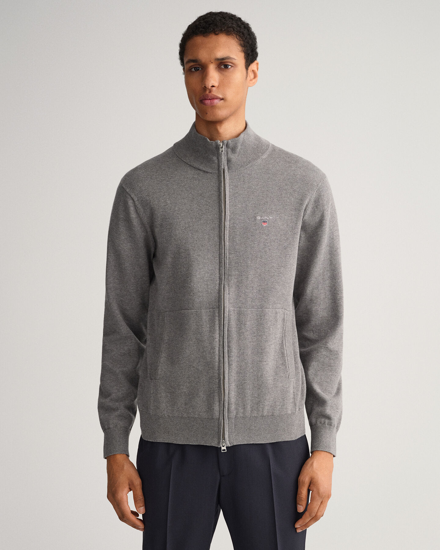 Classic-puuvillaneuletakki vetoketjulla