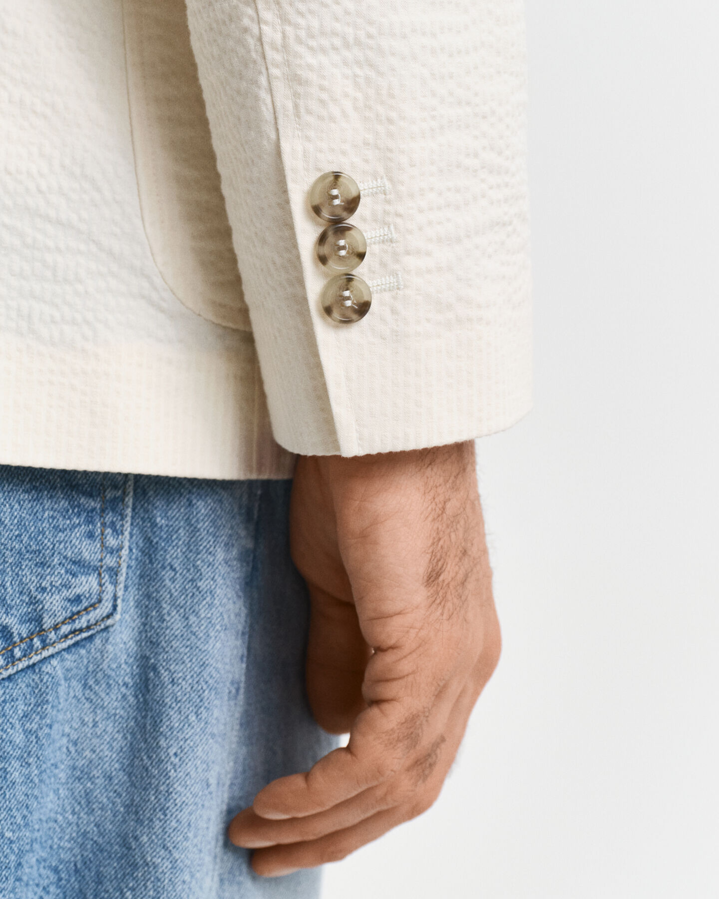 Slim fit ‑mitoitettu seersucker-puvuntakki