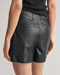 Pleated Leather Shorts