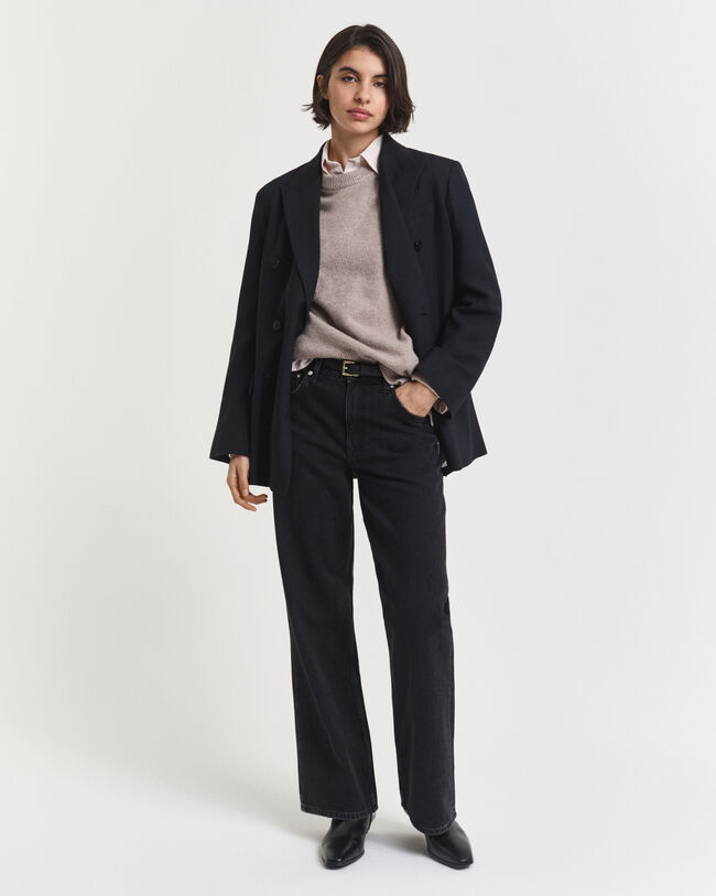 Pehmeä villa-kašmirsekoitteinen neulepusero, pyöreä pääntie