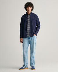 Regular&nbsp;fit ‑mitoitettu puuvilla-pellavapaita