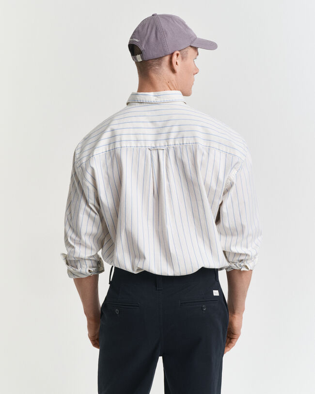 Relaxed fit ‑mitoitettu raidallinen Luxury-oxford-paita