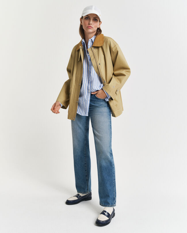 Relaxed fit ‑mitoitettu raidallinen pellavapaita