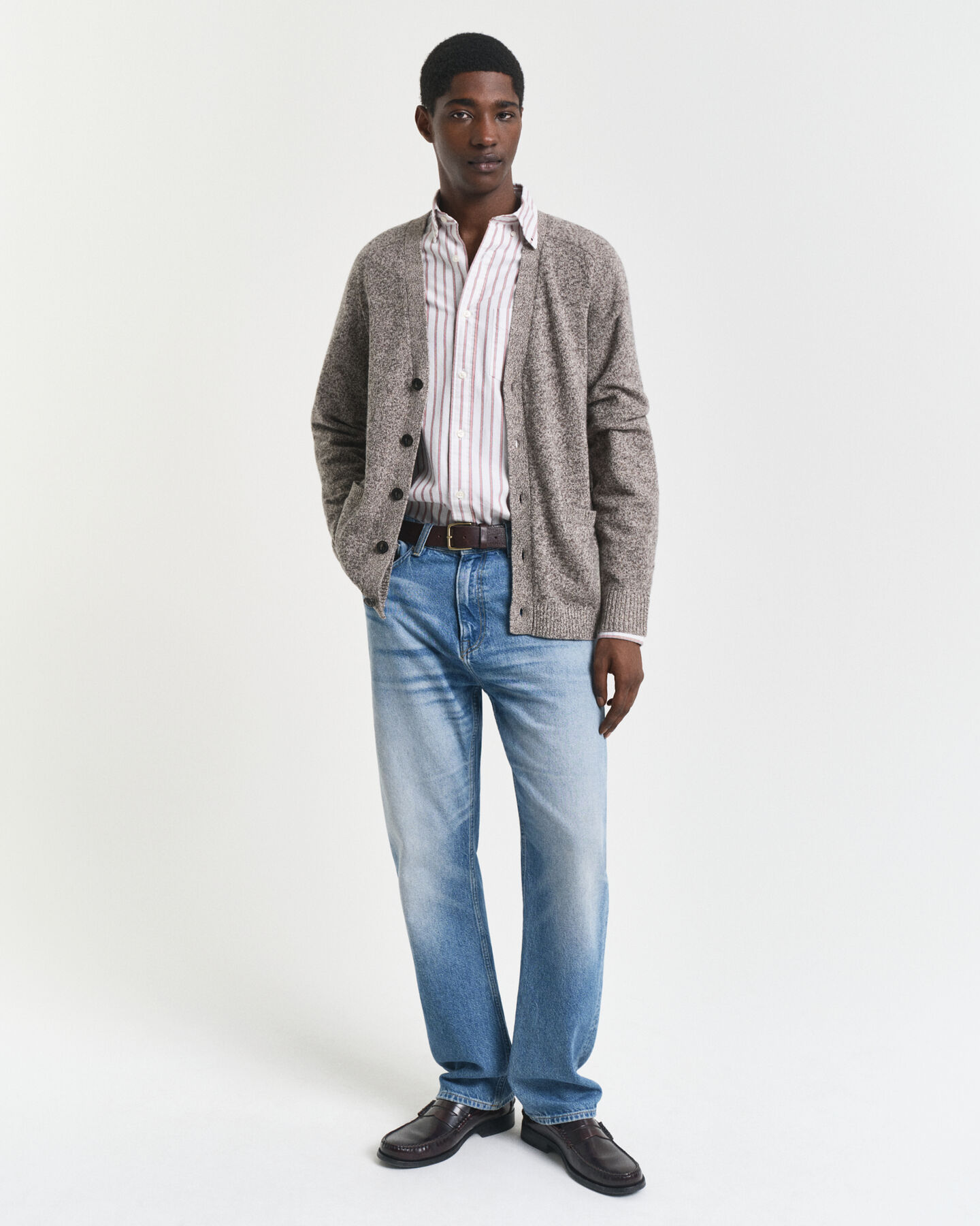 Villasekoitteinen mouliné-neuletakki