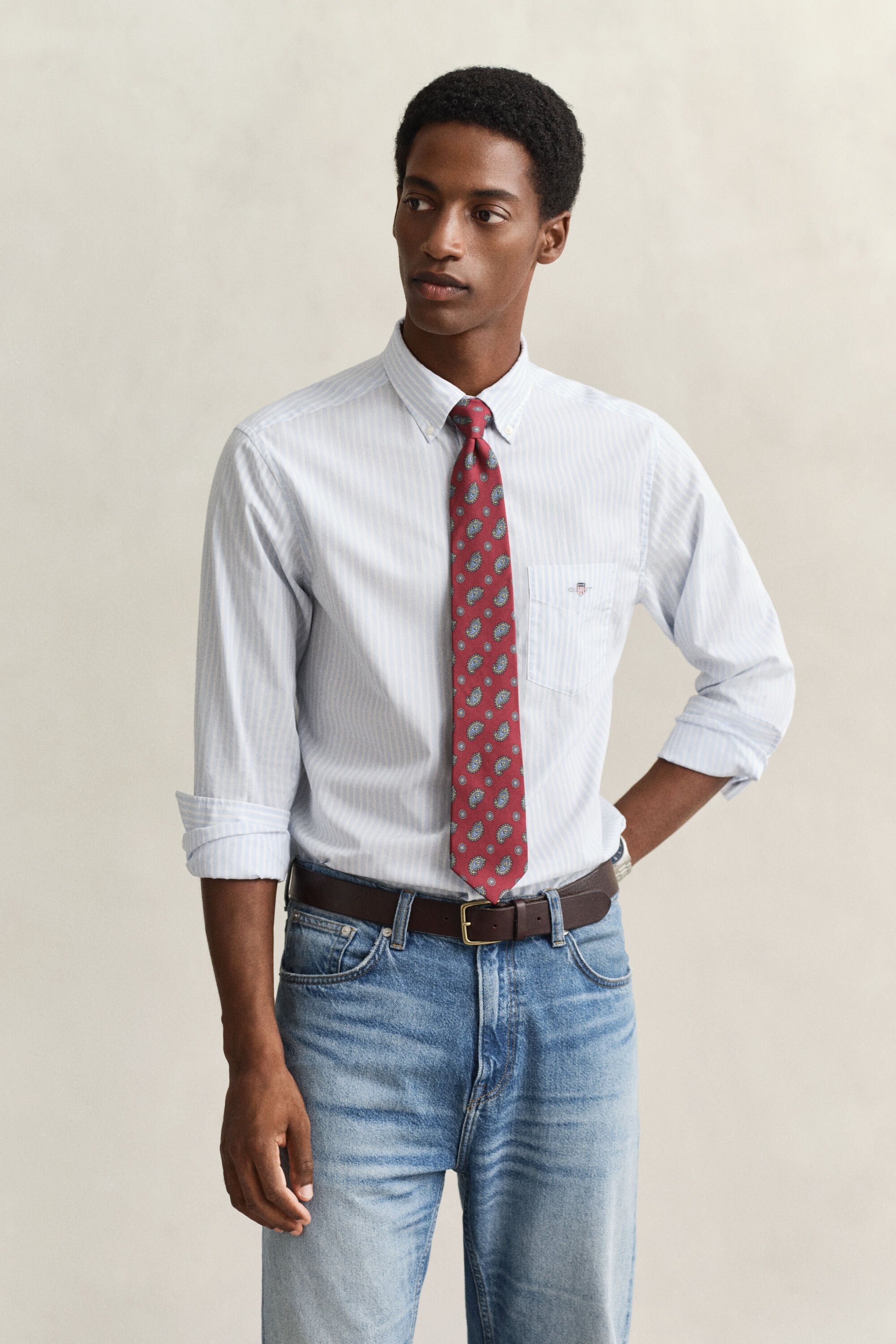 Raidallinen klassinen popliinipaita