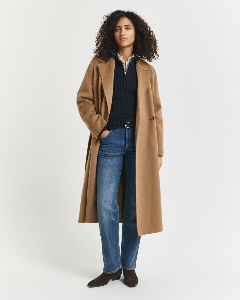 Joustopuuvillainen palmikkoneule, vetoketjukaulus