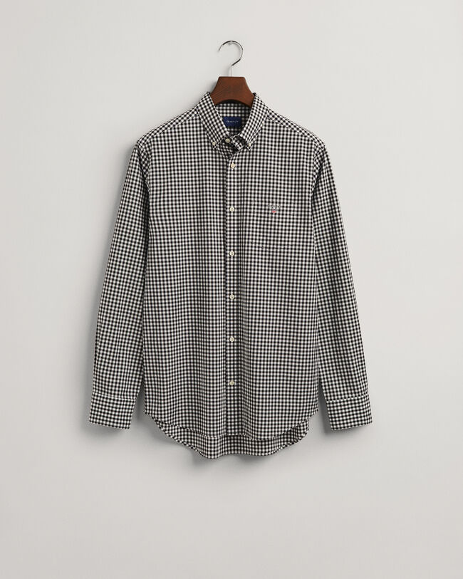 Regular&nbsp;fit ‑mitoitettu gingham-ruutuinen paita broadcloth-kankaasta