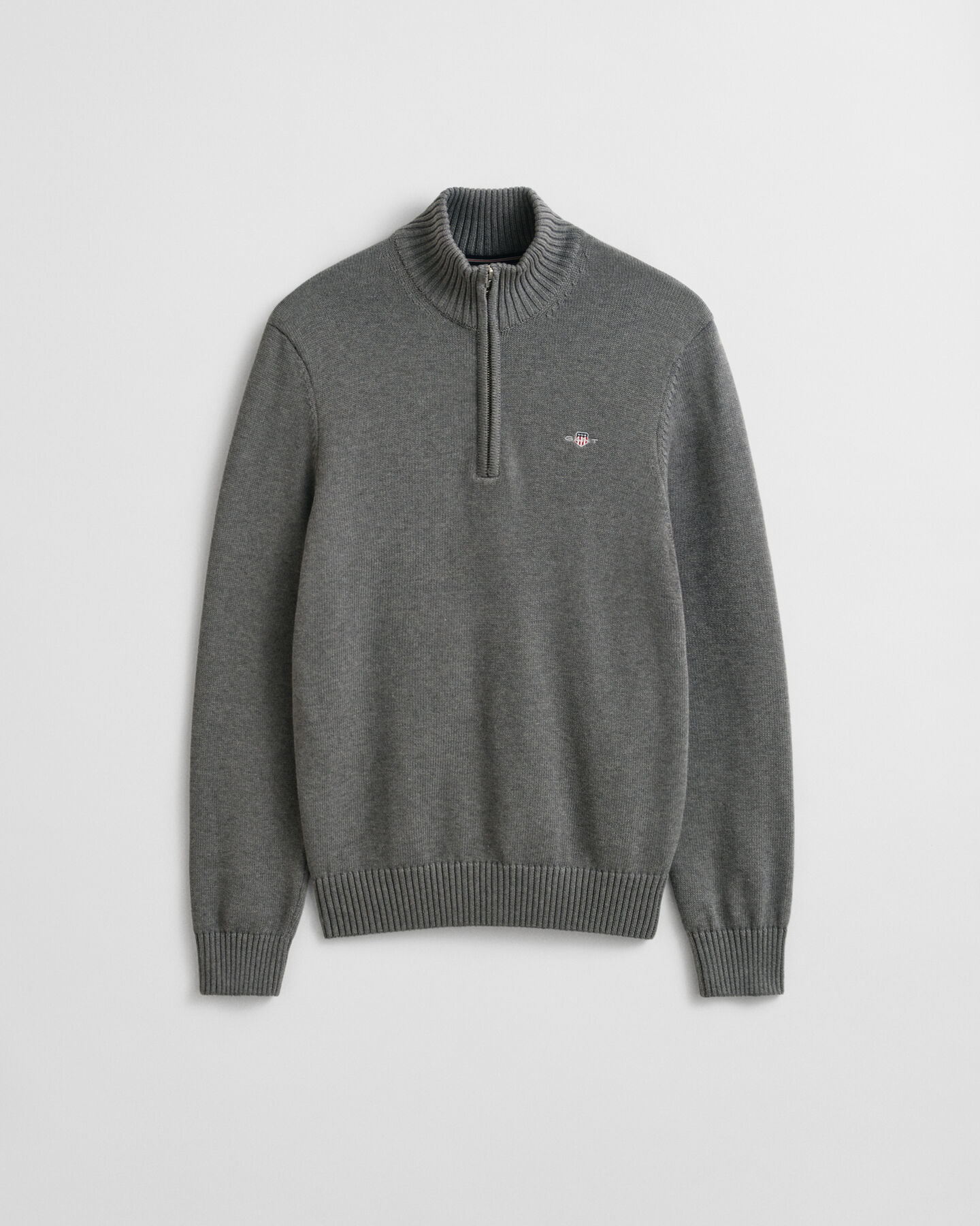 Casual-puuvillaneulepusero puolivetoketjulla