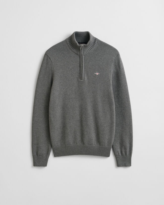 Casual-puuvillaneulepusero puolivetoketjulla