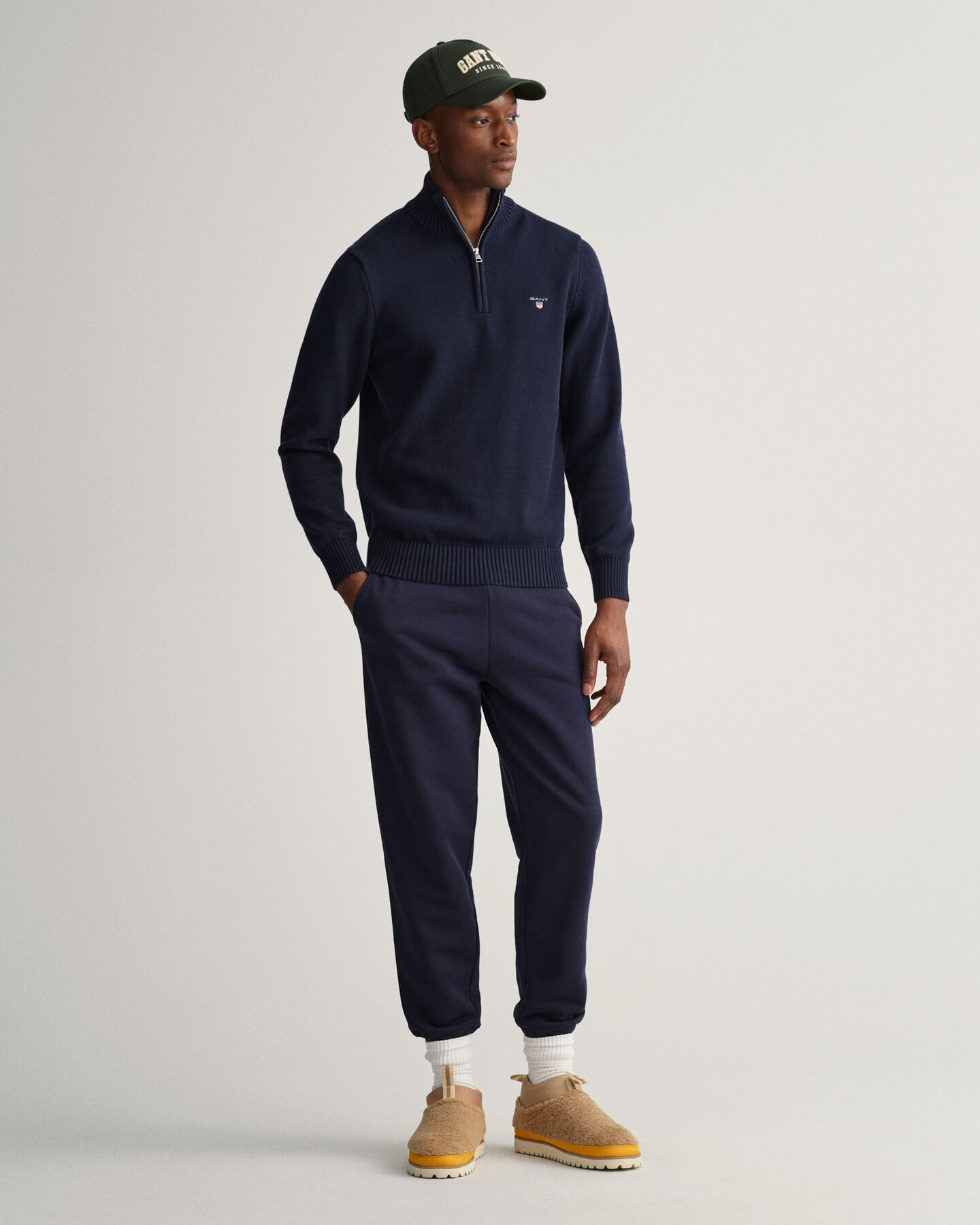 Casual-puuvillaneulepusero puolivetoketjulla