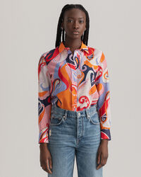 Regular fit ‑mitoitettu paisley-kuvioitu puuvilla-silkkipaita