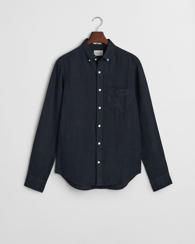 Regular fit ‑mitoitettu valmiina värjätty pellavapaita