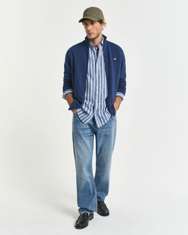 Vetoketjullinen Casual-puuvillaneuletakki