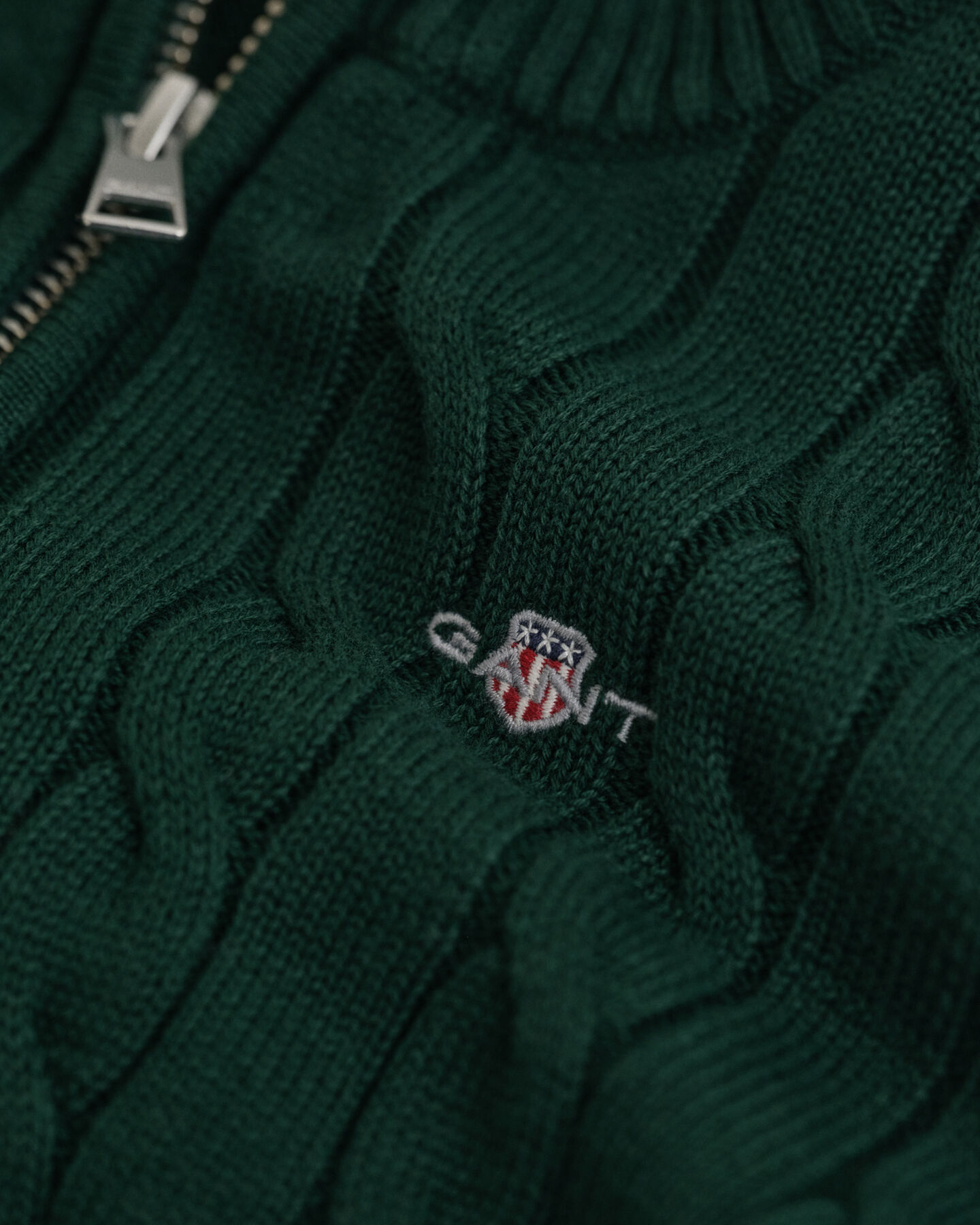 Kids-malliston puuvillainen palmikkoneulepusero, vetoketjupääntie