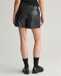 Pleated Leather Shorts