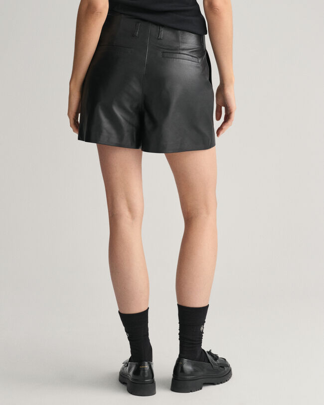Pleated Leather Shorts