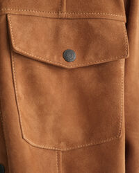 Oversized fit ‑mitoitettu mokkanahkapaita