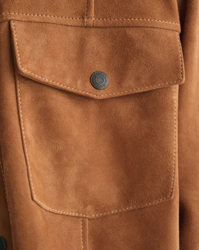 Oversized fit ‑mitoitettu mokkanahkapaita