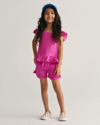 Girls-malliston r&ouml;yhel&ouml;iset pellavashortsit