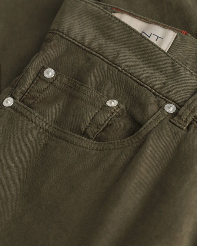 Slim&nbsp;fit ‑mitoitetut puuvilla-pellavafarkut