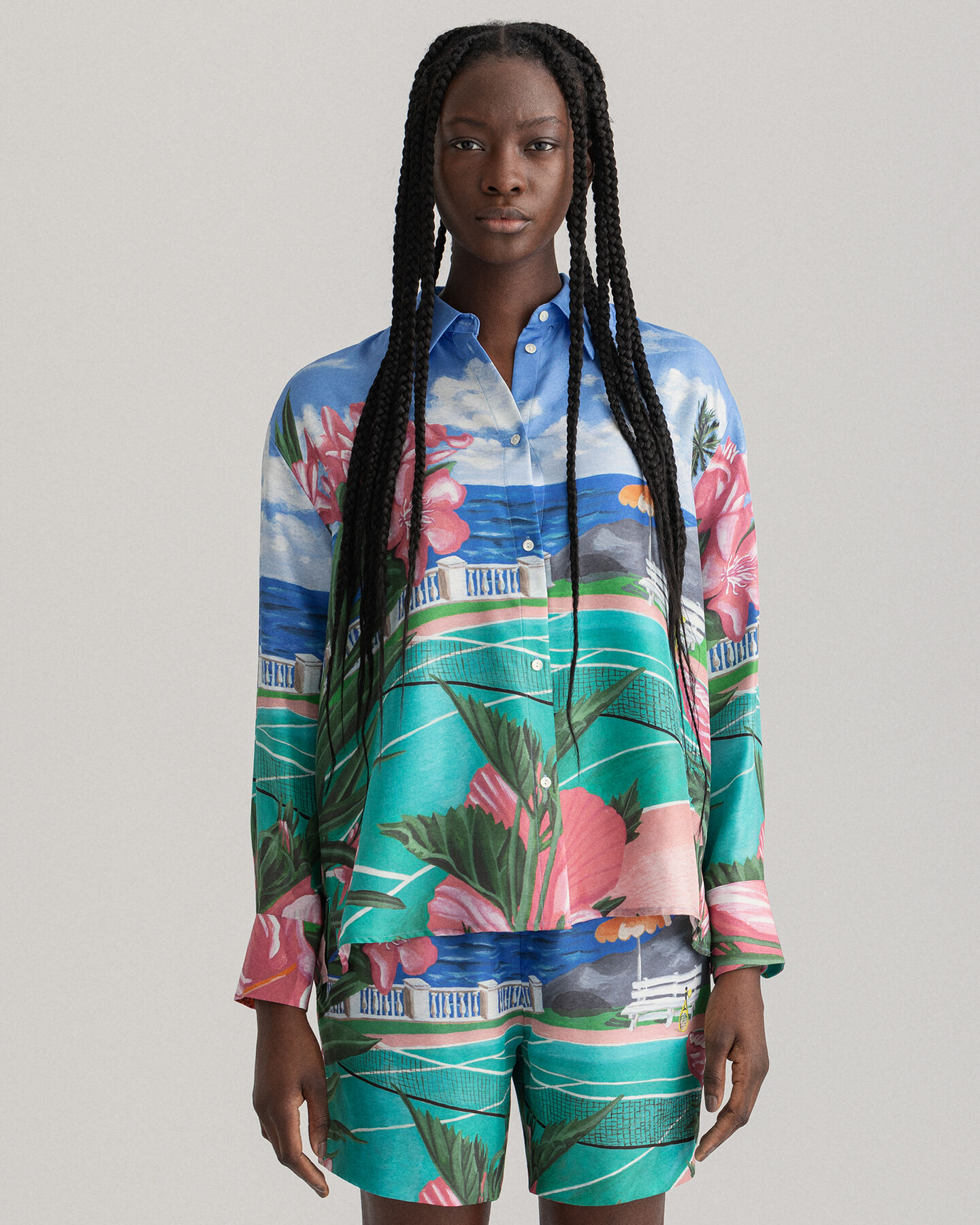 Printtikuvioitu Scenery-silkkipaita