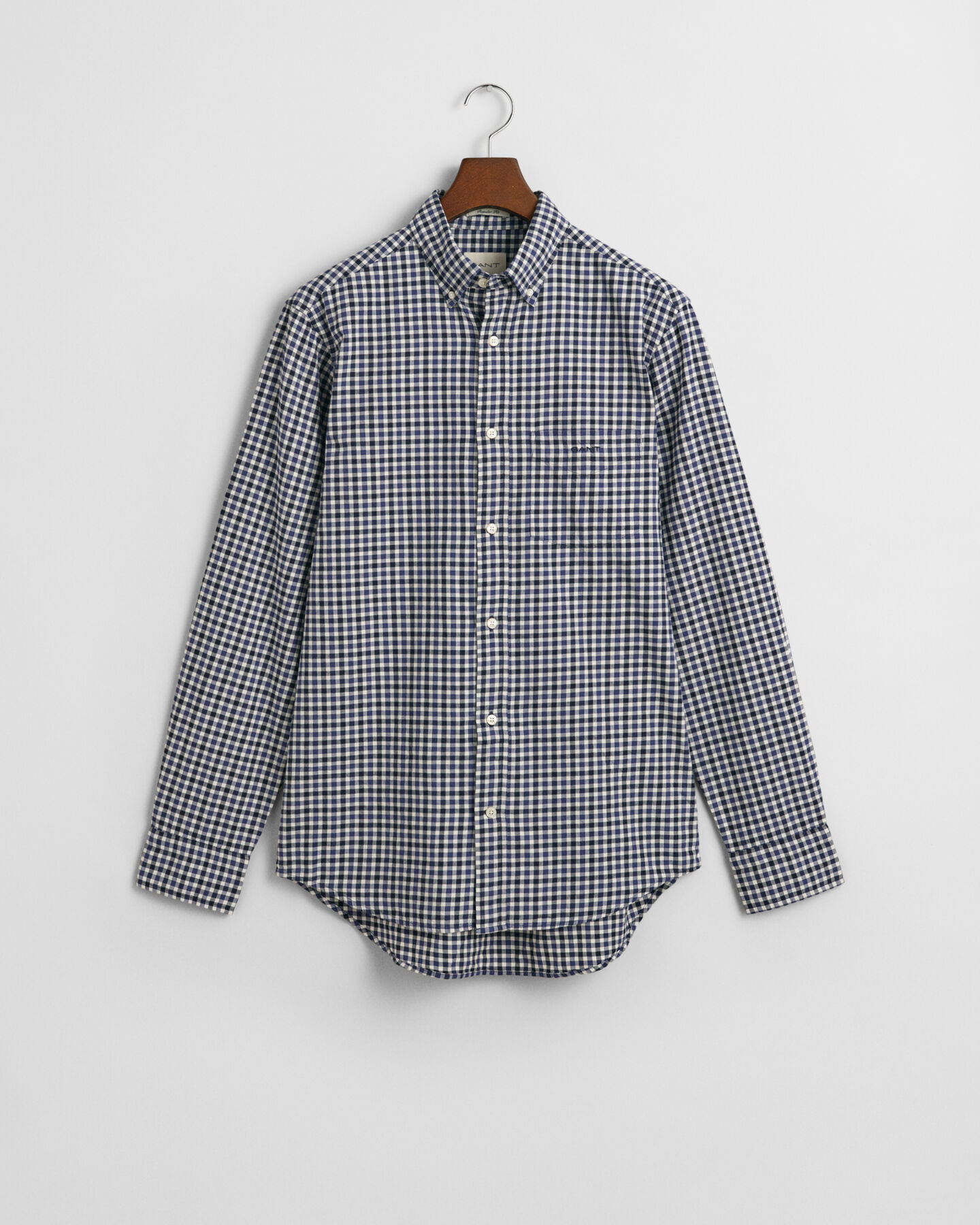 Regular&nbsp;fit ‑mitoitettu gingham-ruutuinen paita kevyest&auml; tvillist&auml;