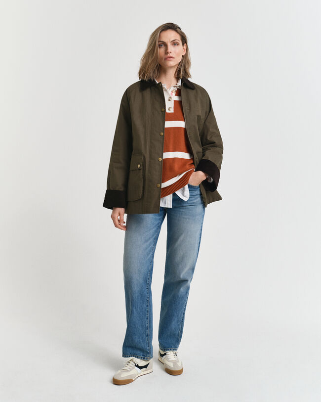 Puuvillainen Barn Jacket -öljykangastakki