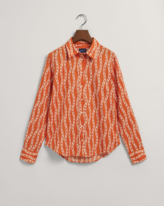 Regular&nbsp;fit ‑mitoitettu Chain-printtipaita puuvillavoileeta