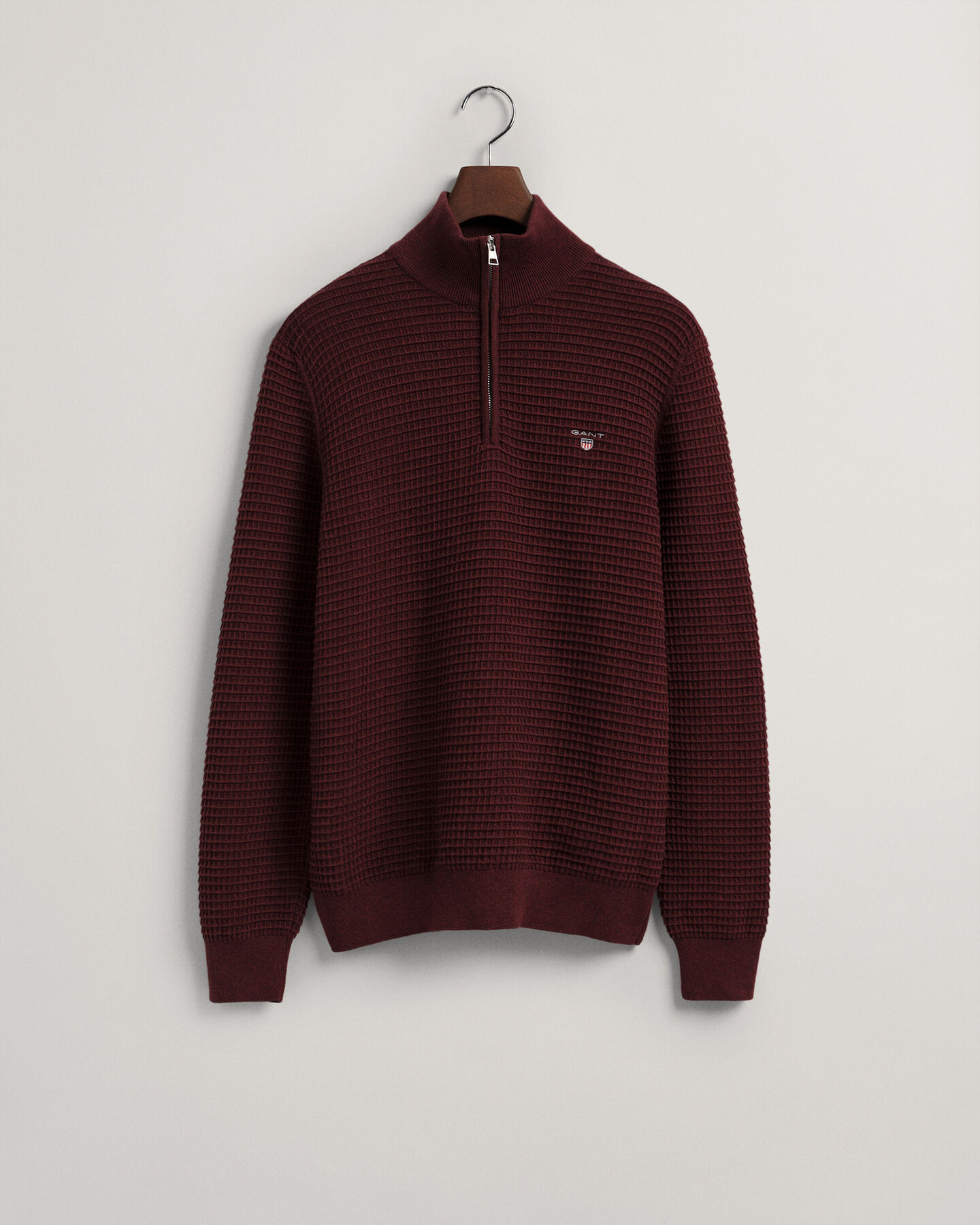 Texture-puuvillaneulepusero puolivetoketjulla