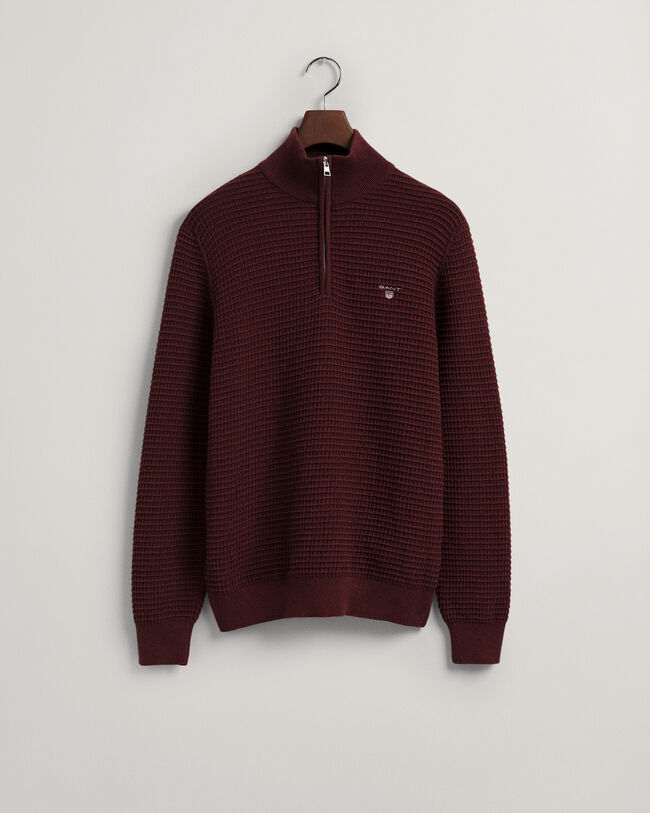 Texture-puuvillaneulepusero puolivetoketjulla