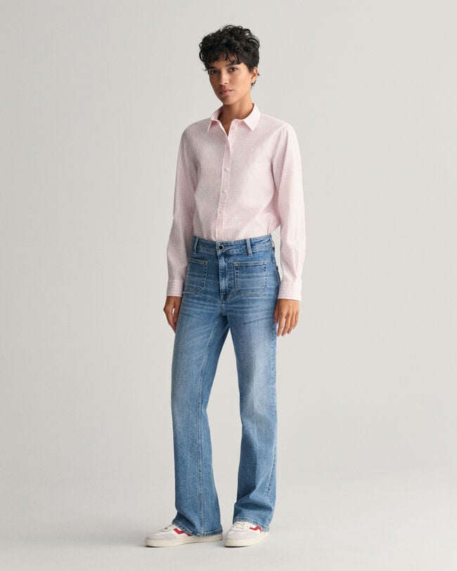 Regular fit ‑mitoitettu gingham-ruutuinen popliinipaita