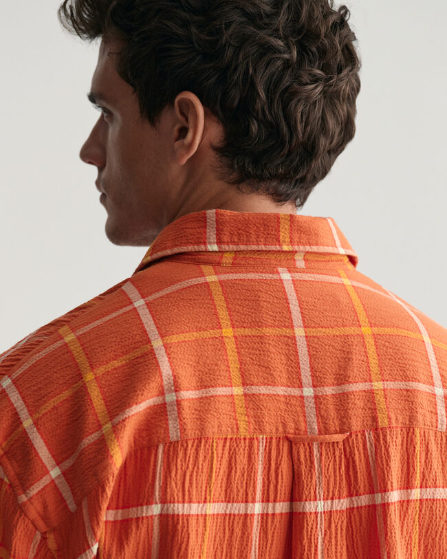 Oversized fit ‑mitoitettu kohopintainen ruutupaita