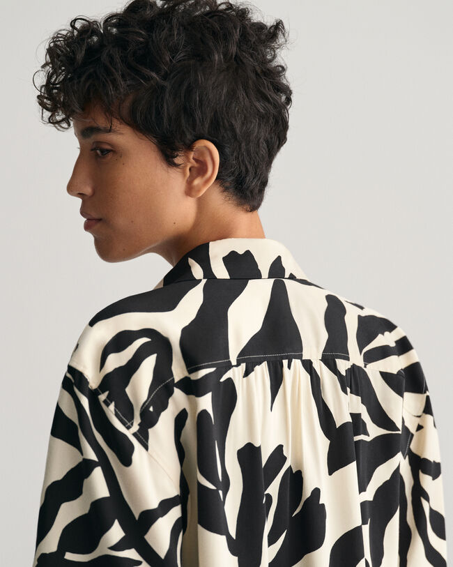 Relaxed fit ‑mitoitettu lyhythihainen Palm Print -paita