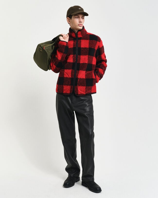 Ruutukuvioinen fleecetakki