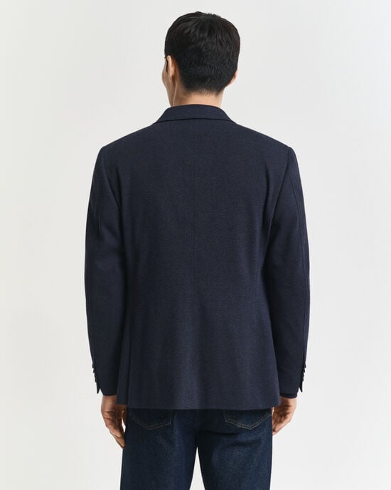 Slim fit ‑mitoitettu kaksivärinen jerseykankainen pikeebleiseri