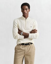 Puuvillainen palmikkoneule, vetoketjukaulus