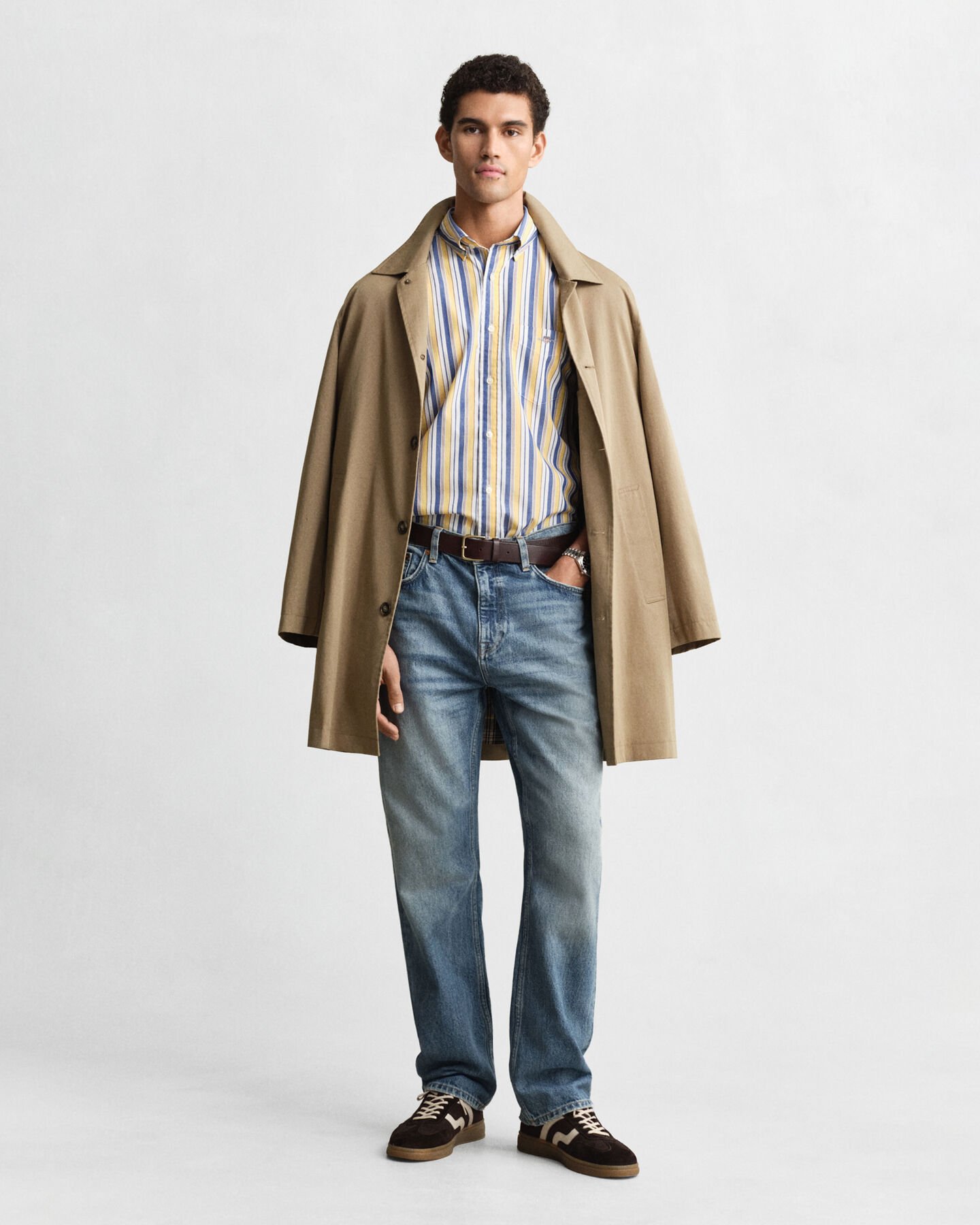 Regular fit ‑mitoitettu raidallinen popliinipaita