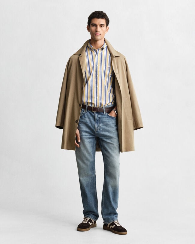 Regular fit ‑mitoitettu raidallinen popliinipaita