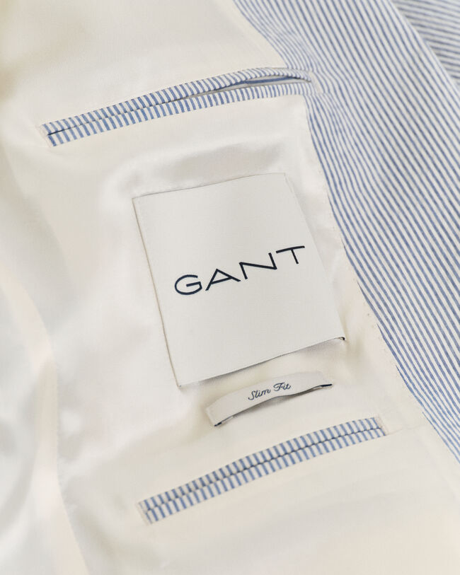 Slim fit ‑mitoitettu seersucker-puvuntakki