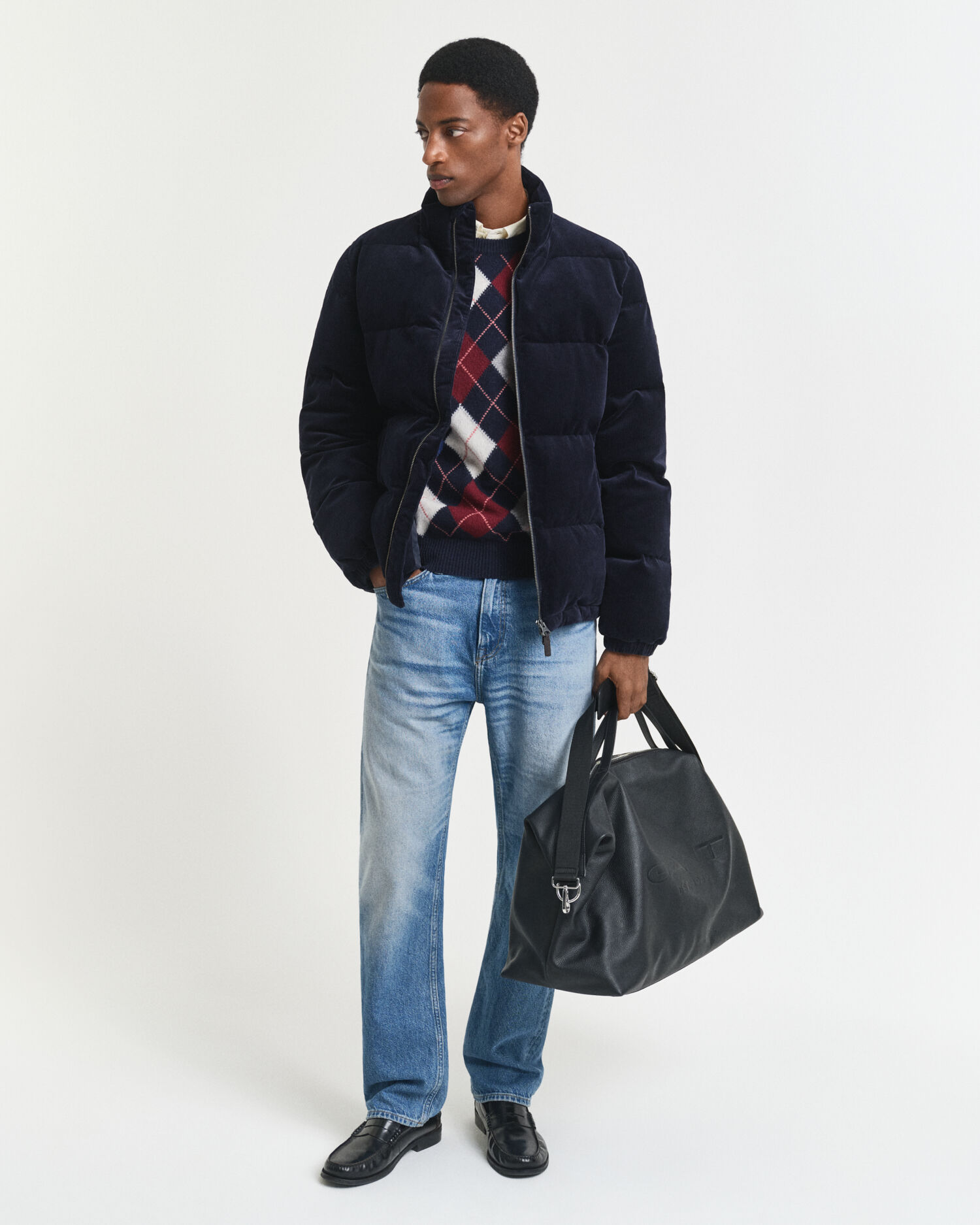 Argyle-neulepusero, pyöreä pääntie