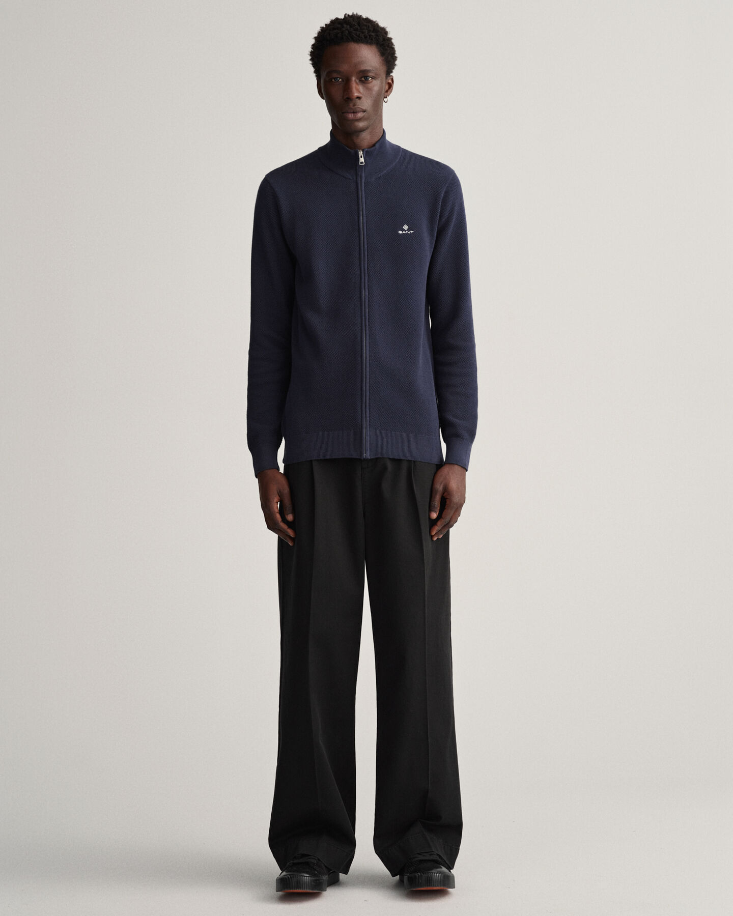 Puuvillainen pikeeneuletakki puolivetoketjulla