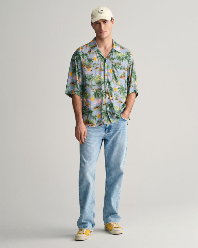 Relaxed fit ‑mitoitettu lyhythihainen Hawaiian Print -paita