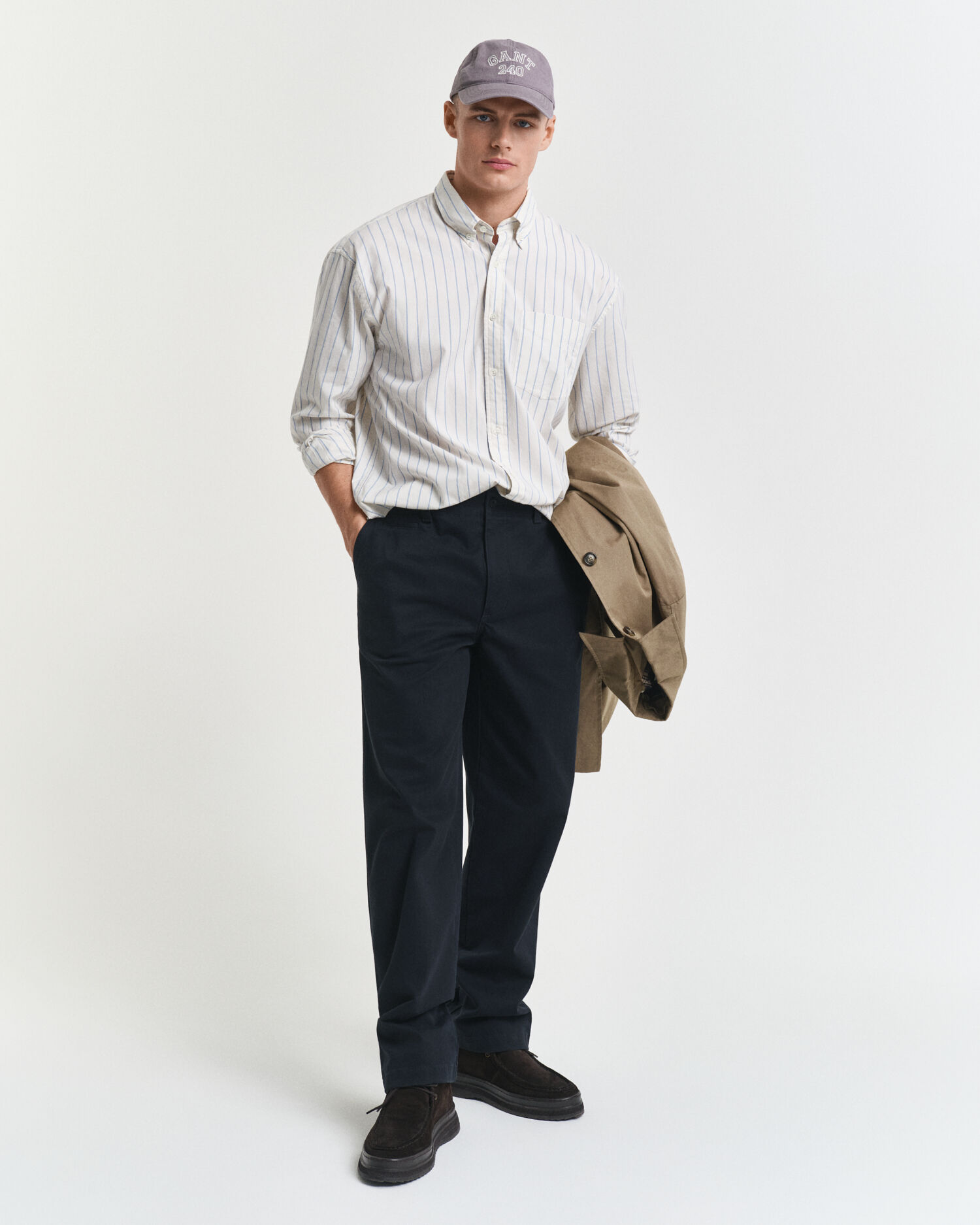 Relaxed fit ‑mitoitettu raidallinen Luxury-oxford-paita